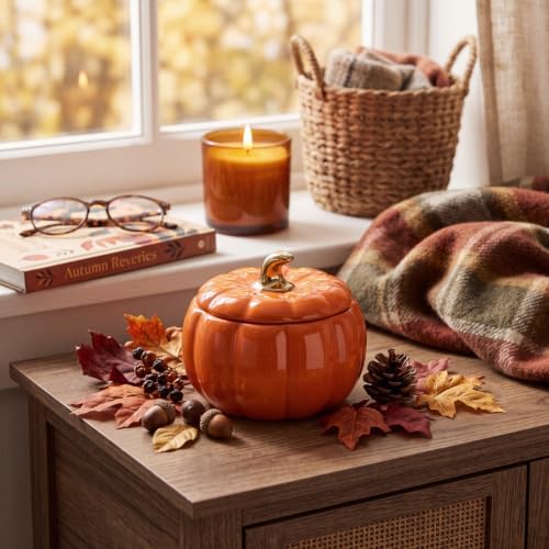 Potchen Classic Pumpkin Shaped Candle 9 oz Ceramic Candle Jar