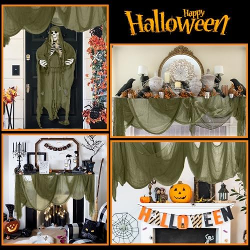 400" x 85" Green Halloween Creepy Cloth for Indoor Outdoor Decoration
