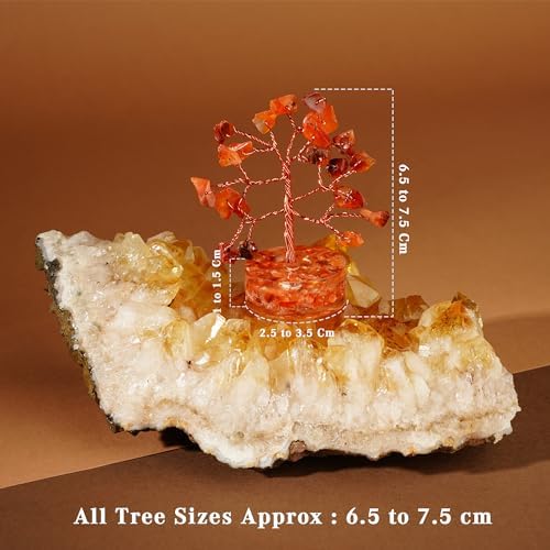 Set of 12 Crystal Trees Unique Birthday Gifts for Women, Mom & Dad, Orgone Base Handmade Reiki Healing Stones for Home