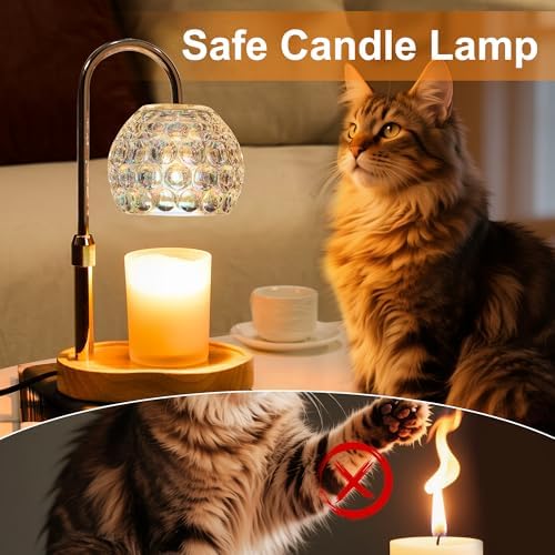 Candle Warmer Lamp with Timer, Round Glass Shade with Rainbow Finish