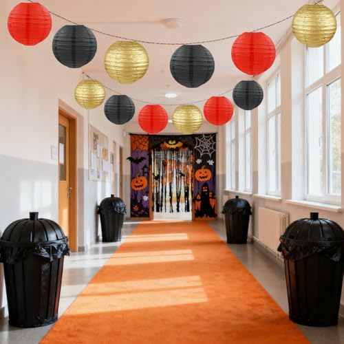 Red Black Gold Paper Lanterns, Round Hanging Paper Lanterns Decorations for Graduation Birthday Wedding Anniversary Baby Shower Holiday Party Supplies (9 PCS)