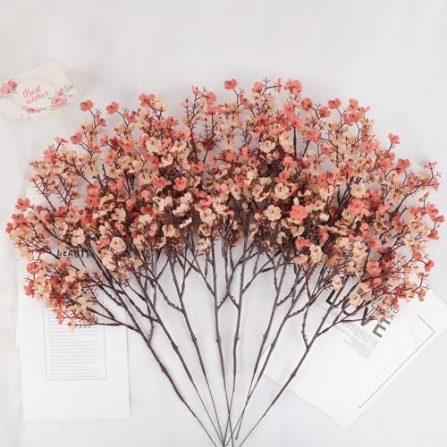 8Pcs Artificial Fall Flowers Real Touch Babys Breath Flowers Decorations