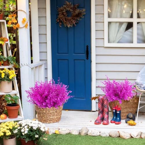 RECUTMS 8Pc Artificial Faux Plant Outdoor Spring Pure Eucalyptus Decoration