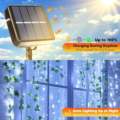 Lomotech Solar Fairy Lights Outdoor, 2 Pack Total 66ft 200 LED,White