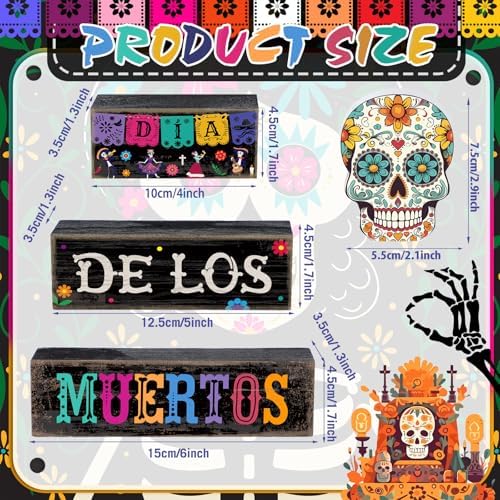 Lineshading 4 Pcs Day Of The Dead Table Decorations Sugar Skull Decor