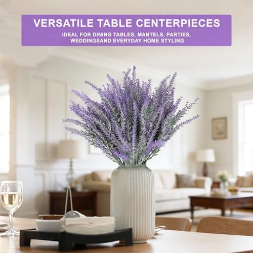 TURNMEON 10 Bundles Artificial Lavender Flowers for Outdoors Summer Decor