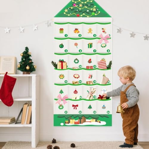 Christmas Advent Calendar, 24 Days Countdown Pocket Organizer Xmas Decor
