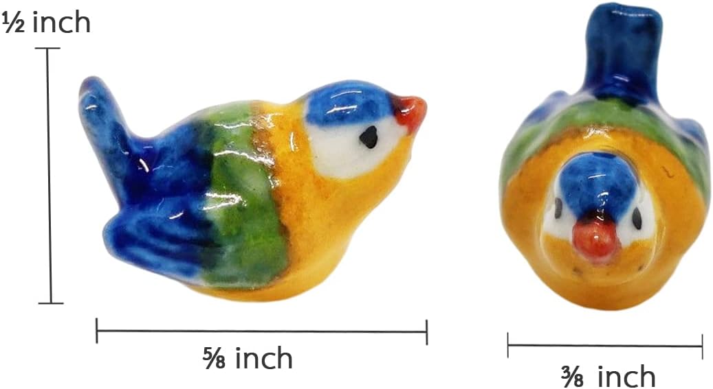 Tiny ⅝ Multicolor Sitting Eurasian Tit Bird Figurine / Tit 06 Mt Sit / Blue