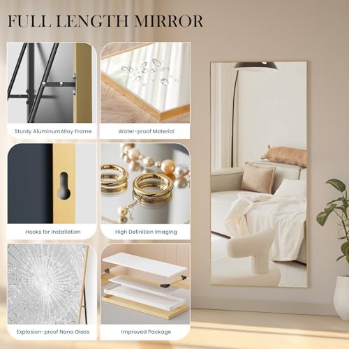 DUMOS 70.4"x25.6" Full Length Mirror with Stand, Full Body Floor Mirror