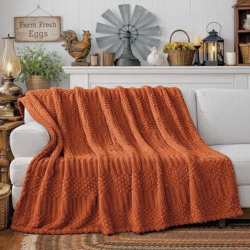 Rust Throw Blanket - Soft & Fluffy Fleece, Cute & Aesthetic, Perfect for Sofa, Couch, Chair, Bed, Living Room &