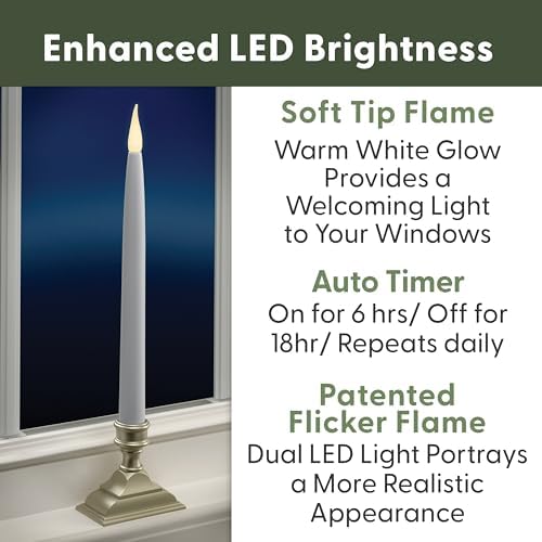 612 Vermont Battery Operated LED Taper Window Candles with Timer