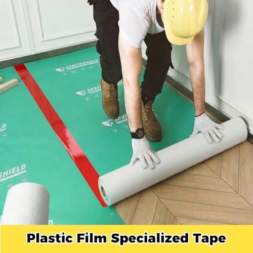 SWRT 2" x 110FT Red Floor Marking Tape and Dance Splicing Tape, Caution Gym Floor Tape Warning Safety Stripe Tape for Floor Marking, Athletics, School, Restaurants, Equipment and More
