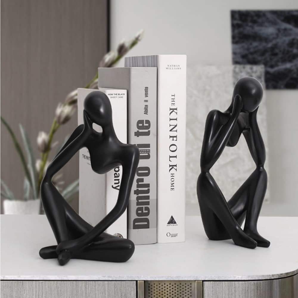 Resin Thinker Style Abstract Sculpture Statue Collectible Figurines Home Office / Black,left / Small