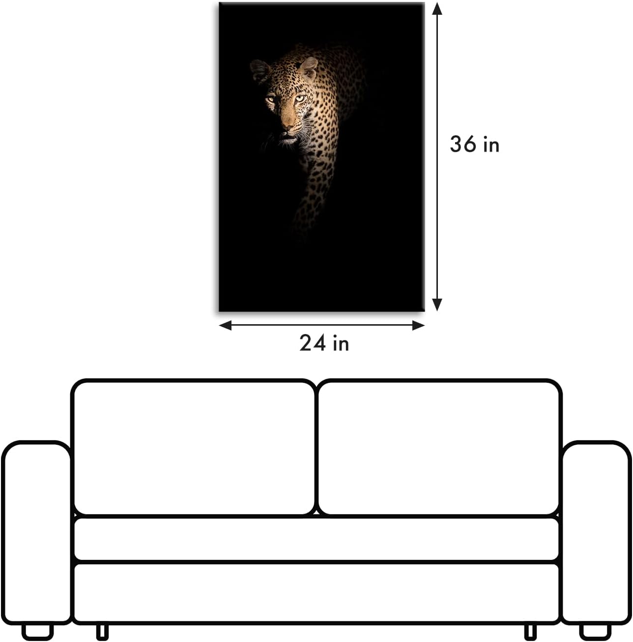Leopard Wall Art Wildlife Portrait Photography Close-Up Animal Print Framed / Panther / 36"L x 24"W