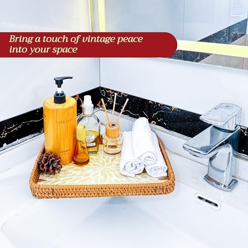 Rattan Rectangle Tray / White 11.8