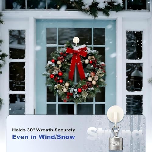 OUTXE Wreath Hanger for Front Door, Upgraded Suction Cup Reef Hook
