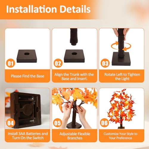 Joyhalo 2 Pack 23.5 Inch Fall Trees with Lights