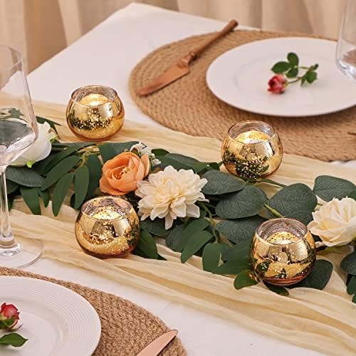 Volens 24PCS Gold Votive Candle Holders for Table Centerpieces