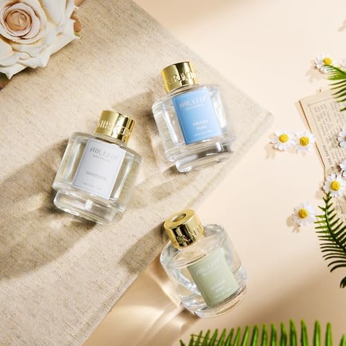 Airkeep Reed Diffuser Set of 3, Jasmine Mint Gardenia Freesia Pear Oil Reed Diffusers for Bedroom Living Room Office