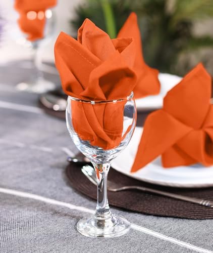 Utopia Home [12 Pack, Orange] Cloth Napkins 17x17 Inches, 100% Polyester