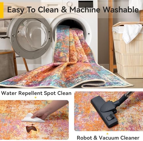 RELEANY Washable 2'x3' Abstract Area Rug for Living Room Starlight