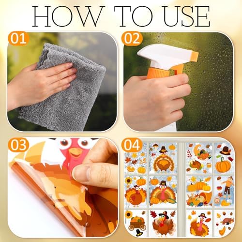 Cholemy 18 Sheets Holiday Window Clings, Halloween Thanksgiving Christmas