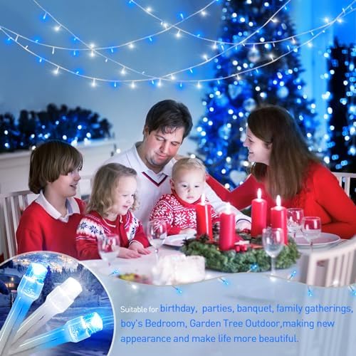 JMEXSUSS Blue and White String Lights Indoor, 200 LED Classroom Lights