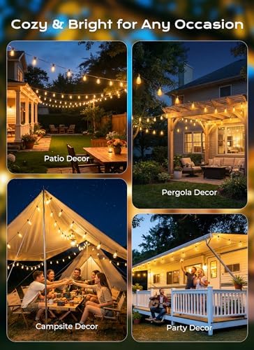 Brightown 108FT Solar String Lights Outdoor Waterproof, 26Hrs Runtime