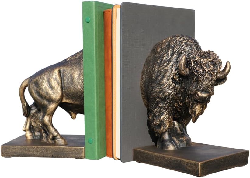 Art bookend / Polyresin Buffalo Bookend / Set of 2