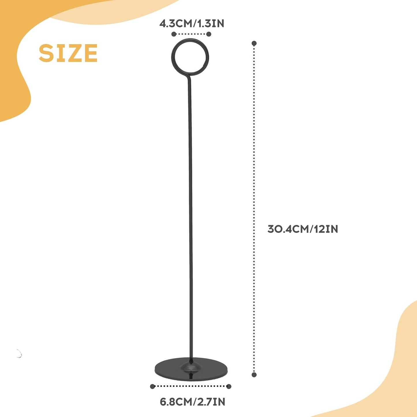 Urban Deco 24PK Table Number Holders Place Card Holders 12 Inch Table Card Holders Steel Card Holders for Photos, Food