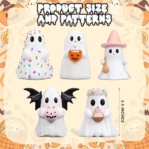 Simgoing 5 Pcs Pastel Ghost Figurines Cute Pink Halloween Decorations
