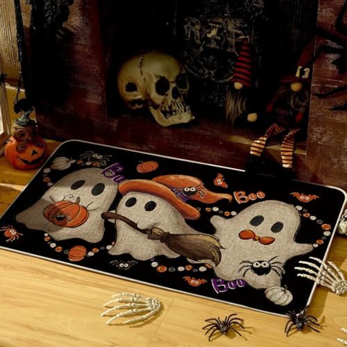 Artoid Mode Ghost Pumpkin Halloween Doormat 17x29 Inch