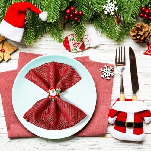 WILLBOND 12 Pieces Gingerbread Napkin Rings, Gold Xmas