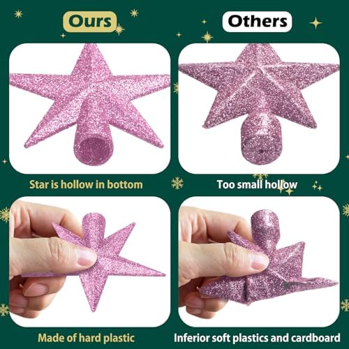 SUNEZLGO Mini Christmas Tree Topper, 3.35 Inch Small Star Treetop, Small Christmas Tree Top, Mini Christmas Tree Ornaments, Ornaments for Mini Tree