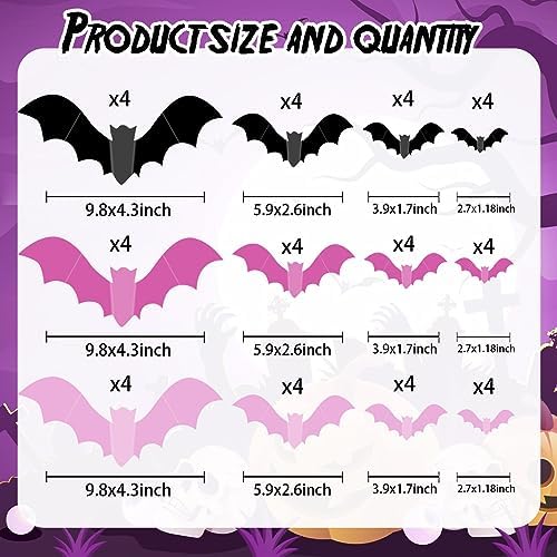 Pink Bats Wall Decor Halloween Bats Decoration Stickers