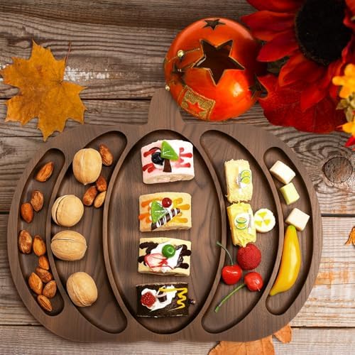 Sliner Pumpkin Charcuterie Board Wooden Fall Serving Platter Tray Dishes
