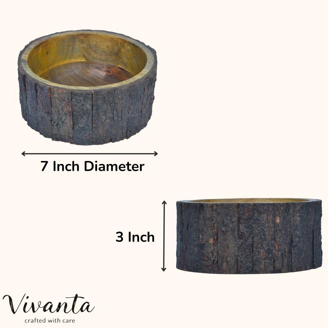 Handcrafted Mango Wood Decorative Bowl / 7 x 3 / Natural