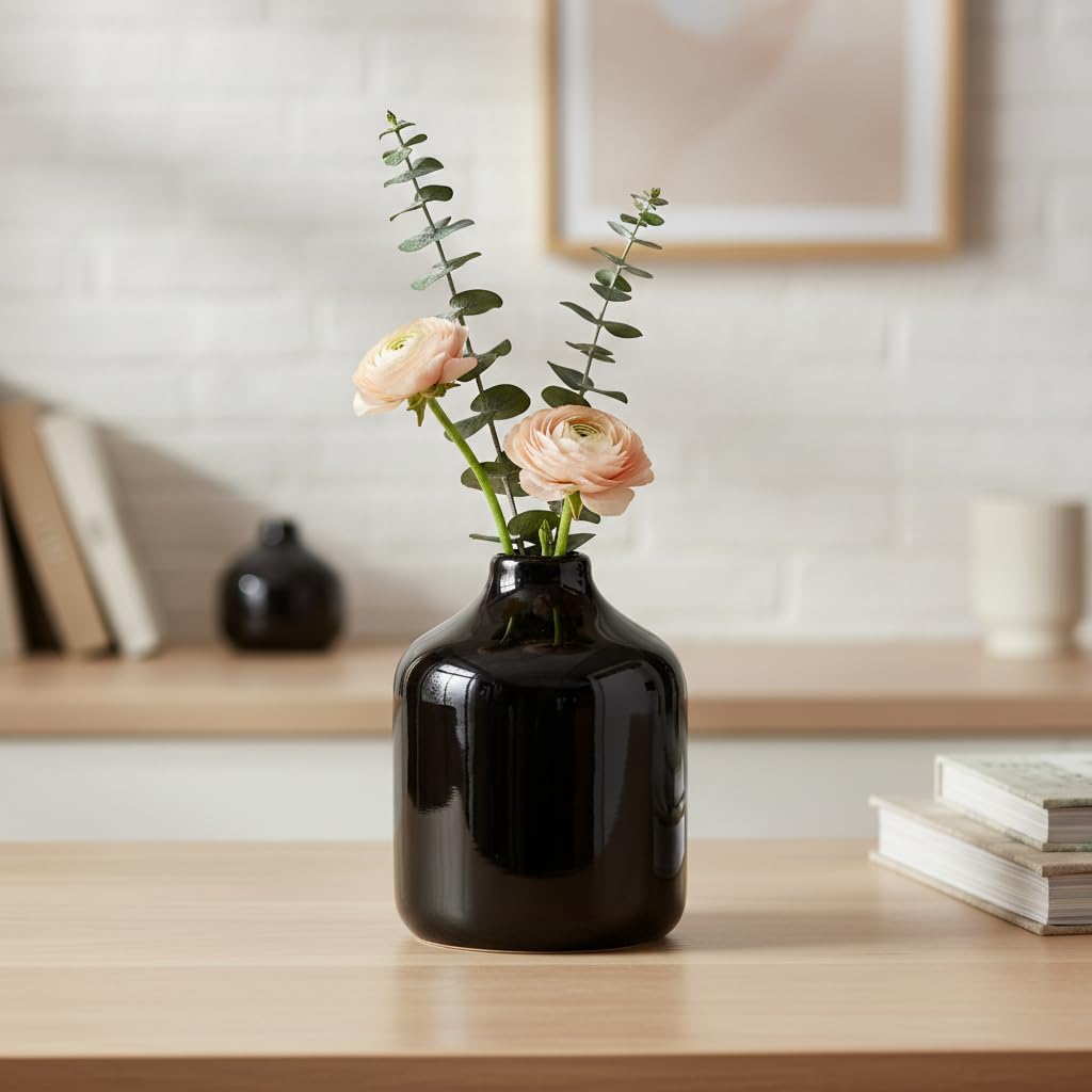 Bottle Modern Decorative Vases / Black / 4 Inch