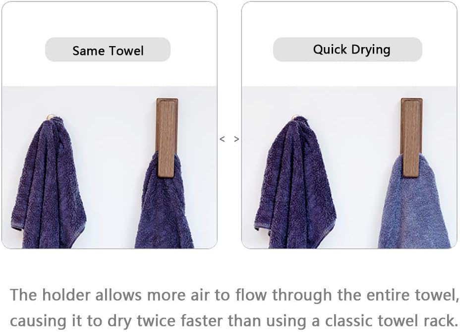Wood Towel Hooks -Set of 2 Self Adhesive Vintage Towel Holder Wooden Wall Mounted Towel Racks for Bathroom and Kitchen