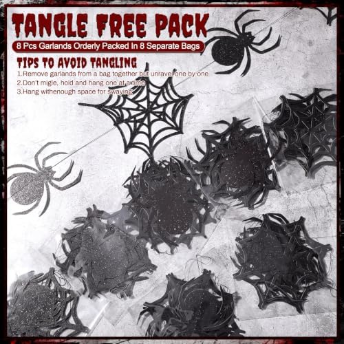 Xinnun 8 Pcs Halloween Party Decorations Spider Web Garlands Banners