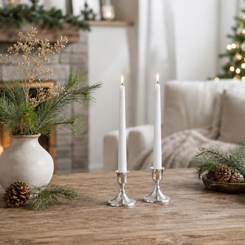 zeochyni Set of 3 Silver Taper Candle Holders for Home Decor