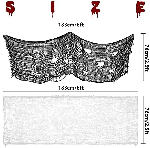 5 Pcs Halloween Creepy Cloth, 30 x 72 Inch Scary Spooky Fabric Cloth, Freaky Loose Weave Fabric Creepy Gauze for Halloween Party Decoration (3 Black + 2 White)