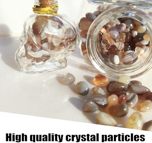 24Pcs Crystals and Healing MINI Stones with Skull Spell Jars-Crystal Chakra Stones Cute Glass Bottle-Healing Crystals