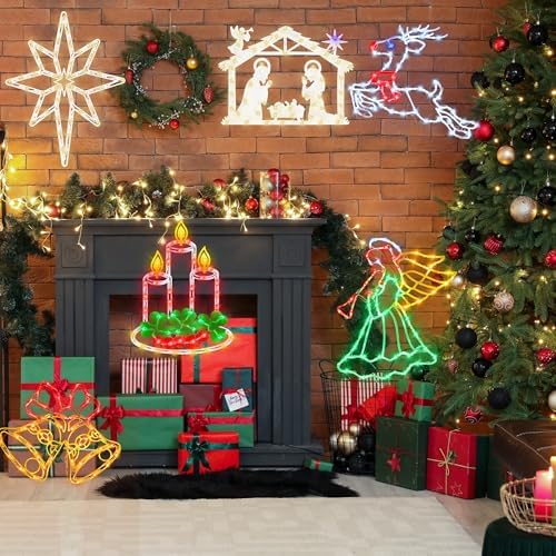 TRWYMZ Christmas Decorations - 16" Christmas Window Silhouette Lights