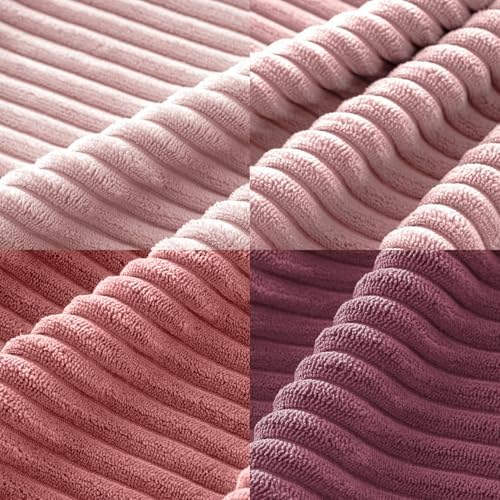MIULEE Soft Corduroy Decorative Throw Pillow Covers Purple Pink 18x18