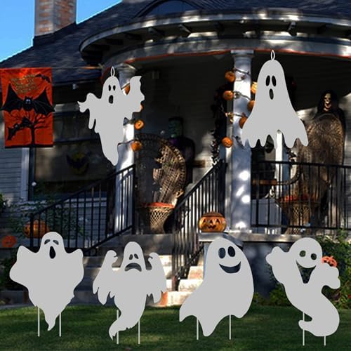 Halloween Yard Decorations, Ghost Lawn Stakes Signs for Outdoor Party Decor