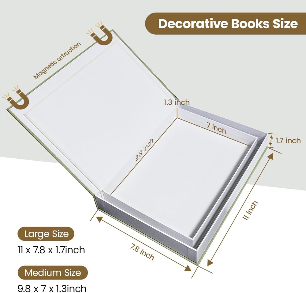 Linen Fake Books Coffee Table / Sage Green - Beige / Set of 2