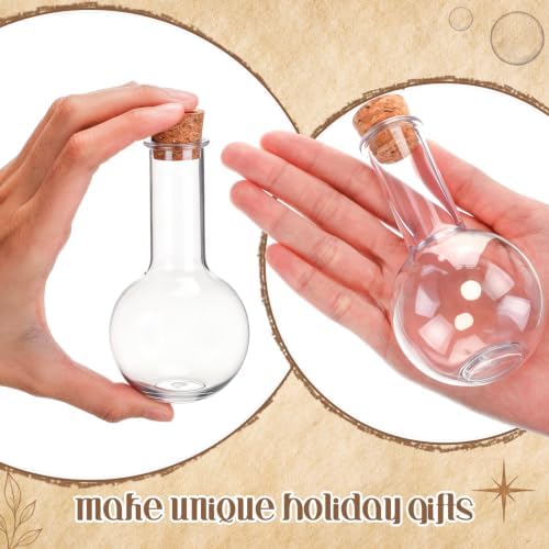 Baderke 20 Sets 3 oz Plastic Potion Bottles with Cork Ball Shaped