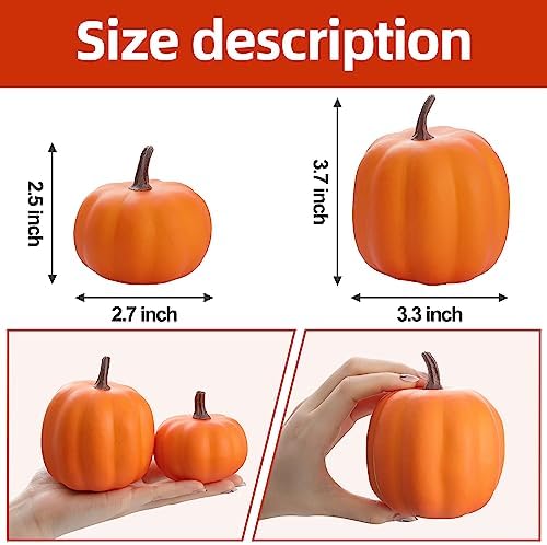 Artgar Orange Artificial Pumpkins, Harvest Decor Foam Pumpkin 8 PCS Set