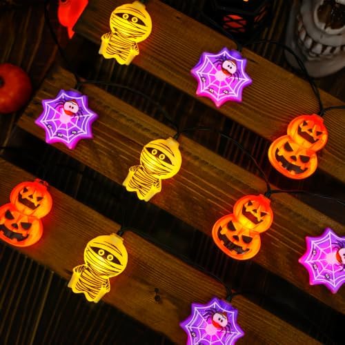 20 LED Pumpkin Cobweb Mummy Battery String Lights for Halloween Decorations